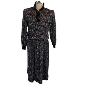 Taurus II black white floral knit sweater dress women’s size 6